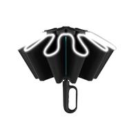 lmoikesz Paraguas plegable resistente al viento y a la lluvia, fácil de transportar y colocar al salir, paraguas de goma con hebilla completamente automática, Reflectante [negro]