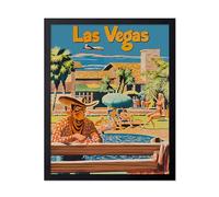 Lmovutcom Cartel de Viaje Vintage, Impresión en Lienzo Retro de Las Vegas, Arte de Western Airlines, Decoración para Dormitorio, Casa en la Playa o el Océano, Obra Mural Sin Enmarcar