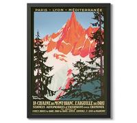 Lmovutcom Chamonix Mont Blanc, Francia Cartel de Imagen Vintage, Láminas de Viaje Nieve Montaña, Decoración de Pared Minimalista de Esquí, para Sala y Dormitorio