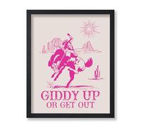 Lmovutcom Póster Giddy Up Or Get Out, Impresión Retro Rosa de Vaquera, Arte Western a la Moda del Viejo Oeste, Decoración para Residencia, Oficina o Salón, Arte para Pared Sin Marco