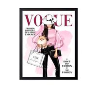 Lmovutcom Póster Yo Soy la Moda, Lienzo de Dama con Perro, Arte Moderno y Trendy, Decoración Alta Costura para Dormitorio o Habitación de Chica, Arte para Pared Sin Marco