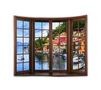 Lmovutcom Tapiz decorativo de pared para habitación con diseño de casa flotante colorida junto al lago y bosque