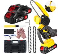 Lmozim Mini Motosierra a Batería De 6 Pulgadas Motosierra De Mano Eléctrica Con Depósito De Aceite Lubricante Sierra Electrica Podar Arboles Con 2 * 2000 Baterías y Cargador Para Jardín Patio