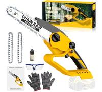 Lmozim - Motosierra eléctrica inalámbrica (8 pulgadas, compatible con batería Dewalt, 21 V, no incluida), motosierra eléctrica inalámbrica con 2 cadenas, sistema de lubricación para jardín