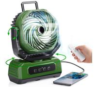 Lmozim - Ventilador de mesa portátil USB recargable (15000 mAh, batería de 40 h, ventilador oscilante silencioso, 4 velocidades, luz LED, temporizador de pantalla digital para oficina, camping en casa
