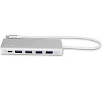 Hub USB-C, USB-A (4) y USB-C (3) de 7 Puertos, función de Carga (BC1.2), Fuente de alimentación Externa (36W), Gris Espacial