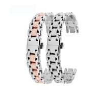 LMPVPDGADZ Ajuste for correa de reloj Longines Heart Moon Phase for mujer L8.110 115 112, correa de reloj de acero inoxidable, pulsera for muescas, cadena de cinturón de 16mm 17mm(Silver rosegold,17mm