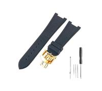 LMPVPDGADZ Ajuste for Patek Philippe Sport Elegance 5726/5711/5712 Nautilus Series accesorios de correa de reloj de silicona 25x13mm(Black-GD-Z21)