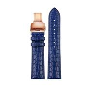 LMPVPDGADZ Apto for cualquier pulsera lujosa, correa de cuero azul suave, cierre de correa de reloj, pulsera for hombre de 18, 20mm y 22mm(Blue rosegold fold,22mm)