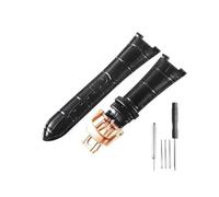 LMPVPDGADZ Apto for reloj de cuero Patek Philippe for muesca serie 5711 5712 5726, correa de reloj brillante y suave de 25mm(Black-RS-Z21)