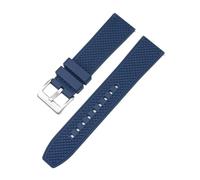 LMPVPDGADZ Correa de caucho fluorado de primera calidad 20 mm 22 mm FKM Buceo Correa de reloj de liberación rápida Pulsera apta for Omega Moon Swatch Apto for Seamaster 300(Blue silver clasp,20mm)