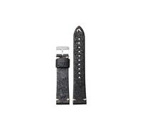 LMPVPDGADZ Correa de cuero hecha a mano, 18 19 20 21 22 MM Correa de cuero azul negro verde, pulsera de hombre suave ultrafina, hebilla(Brack Silver,18mm)