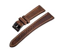 LMPVPDGADZ Correa de cuero suave hecha a mano, correa de reloj Retro antigua de 18, 19, 20, 21 y 22MM, correa de cuero marrón desgastada for hombre(Matte Brown,20mm)