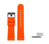 LMPVPDGADZ Correa de goma de silicona for reloj Panerai Fit for Luminox XS3749 3789 3741 3745 24mm azul o naranja negro correa de reloj for hombre transpirable(Orange-B pin)