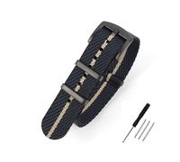 LMPVPDGADZ Correa de nailon for reloj, correa de repuesto a rayas de 20mm y 22mm, accesorios de pulsera militar aptos for correas de reloj T-udor(Navy black khaki 2,20mm)