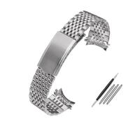 LMPVPDGADZ Correa de reloj de acero inoxidable apta for Omega Fit for correa de reloj Seamaster Pulsera de acero inoxidable for extremo curvado 18 mm 19 mm 20 mm for herramientas(Silvery,19mm)