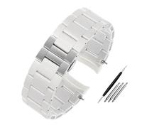 LMPVPDGADZ Correa de reloj de acero inoxidable recubierta de silicona, pulsera de reloj de 20mm y 23mm en blanco y negro for hombres y mujeres, apta for Armani AR5890/5891/5906/5921(White silver,20mm)