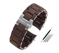 LMPVPDGADZ Correa de reloj de acero inoxidable recubierta de silicona, pulsera de reloj de 20mm y 23mm en blanco y negro for hombres y mujeres, apta for Armani AR5890/5891/5906/5921(Brown silver,23mm)