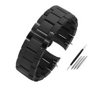 LMPVPDGADZ Correa de reloj de acero inoxidable recubierta de silicona, pulsera de reloj de 20mm y 23mm en blanco y negro for hombres y mujeres, apta for Armani AR5890/5891/5906/5921(Black black,23mm)