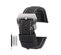 LMPVPDGADZ Correa de reloj de cuero for textura de nailon, apta for Panerai PAM01661 | 441 Marina, correa de reloj, negro, azul, 22mm, 24mm, 26mm, accesorios for cinturón, pulseras(Black white Silver,