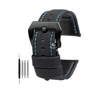 LMPVPDGADZ Correa de reloj de cuero for textura de nailon, apta for Panerai PAM01661 | 441 Marina, correa de reloj, negro, azul, 22mm, 24mm, 26mm, accesorios for cinturón, pulseras(Black blue blue,24m