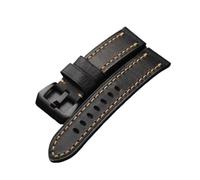 LMPVPDGADZ Correa de reloj de cuero hecha a mano estilo tipo duro 20 22 24MM gris engrosada for hombre adecuada for correa de reloj militar(Brack Buckle,24mm)