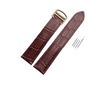 LMPVPDGADZ Correa de reloj de cuero marrón negro for hebilla plegable apta for correas de tanque 16 17 18 20 22 23 24 25 mm(Brown gold,18mm)