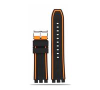 LMPVPDGADZ Correa de reloj de goma de silicona 21mm deportes negro naranja azul rojo naranja Gary Lines correa de reloj for hombre apta for Swatch YVS400 YVS451 YVB404(Black orange-S pin,20mm)
