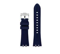 LMPVPDGADZ Correa de reloj de goma de silicona de 24 mm, correa de reloj for hombre de Color sólido negro, azul, naranja y verde for conector dorado plateado apto for Tudor Royal(Blue-S pin)
