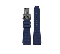 LMPVPDGADZ Correa de reloj de silicona Fluororubber, pulsera de reloj for hombre for junta convexa de 22 y 24mm, negra y azul, apta for Breitling Chronomat B01(Blue-Black,22mm)