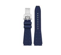 LMPVPDGADZ Correa de reloj de silicona Fluororubber, pulsera de reloj for hombre for junta convexa de 22 y 24mm, negra y azul, apta for Breitling Chronomat B01(Blue-Silver,22mm)