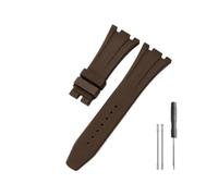 LMPVPDGADZ Correa de reloj de silicona y caucho compatible for Ap Royal Oak 15400/26331/15500 en correas de reloj naranja, verde y azul de 27mm(Brown-No Buckle)