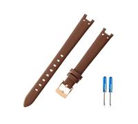 LMPVPDGADZ Correa de reloj femenina for interfaz cóncava y cuero negro de calidad, compatible for la serie Anne Klein AK 1950/9442/9918/9168 for hebilla de acero(Brown-Golden-K12)