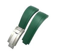 LMPVPDGADZ Correa de reloj for hebilla corta de goma de 20 mm y 21 mm apta for Rolex Fit for Daytona Submariner Role OYSTERFLEX Yacht Master Correa de silicona for muñeca pequeña(Green-Buckle,21mm)