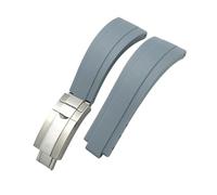 LMPVPDGADZ Correa de reloj for hebilla corta de goma de 20 mm y 21 mm apta for Rolex Fit for Daytona Submariner Role OYSTERFLEX Yacht Master Correa de silicona for muñeca pequeña(Gray-Buckle,21mm)