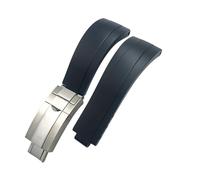 LMPVPDGADZ Correa de reloj for hebilla corta de goma de 20 mm y 21 mm apta for Rolex Fit for Daytona Submariner Role OYSTERFLEX Yacht Master Correa de silicona for muñeca pequeña(Black-Buckle,20mm)