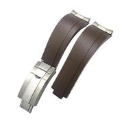 LMPVPDGADZ Correa de reloj for hebilla corta de goma de 20 mm y 21 mm apta for Rolex Fit for Daytona Submariner Role OYSTERFLEX Yacht Master Correa de silicona for muñeca pequeña(Brown-Buckle-Link,21m