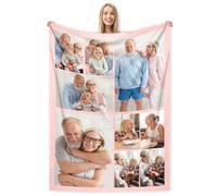 LMQJDZ Manta Personalizada Collage Manta con Foto y Texto Personalizada,para Sofá, Dormitorio, Sala de Estar,Personalizada Regalos para Papá, Mamá, Niños, Amigos y Amantes.