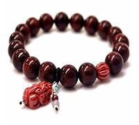 LMRJHAZ 10 mm Redondo Rojo Cinnabar pi xiu Bracelet Chic Practice Bead#14545 Piedra Natural