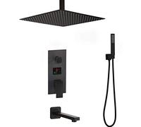 LMRJHAZ 3 Funciones grifos de Ducha Digital Negro Conjunto de Ducha de Lluvia