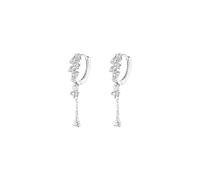 LMRJHAZ 925 Pendimiento de caída del círculo de Cristal de Plata esterlina, aretes Colgantes de la Cadena de circonía cúbica, aretes delentados Huggie Hoop Colgando para Mujeres