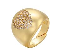 LMRJHAZ Anillo de Cobre Ajustable para Damas - Charm Gold/Silver Color Cúbico Zirconia Anillo de Dedo Abierto