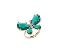 LMRJHAZ Anillo de declaración de mariposa verde para mujeres hipoalergénicas doradas chapadas ajustables expansión de envoltura abierta anillos de comodidad