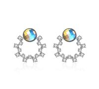 LMRJHAZ Bonita corona para mujer con cristales coloridos brillantes, elegantes y simples aretes de alta gama, A, A