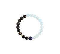 LMRJHAZ Braceletas con Cuentas de Cristal para Mujeres Hombres, obsidiana Negra Pulseras de Aguamarina para meditación Alivia Las emociones del Equilibrio del estrés, la Pulsera el Estiramiento de