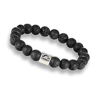 LMRJHAZ Braceletas con Cuentas de joyería de Encanto, Pulseras de Cuentas de Piedra de Lava Negra Natural, brazaletes Colgantes de Libra de Plata, Pulsera de Cristal elástica Joyas de Cristal para