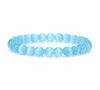LMRJHAZ Braceletas de Piedra Natural Azul para Hombres White Moonstone Black Lava Pulsera Estirada con Cuentas Lapis Lazuli Joyería de Yoga, 10. Piedra de Punto Negra, 23 cm