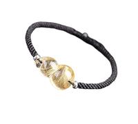 LMRJHAZ Bracelets, Pulseras de Cuentas Feng Shui Wealth Bracelet Raro 7a Golden Rutilated Crystal Wu Lou Hu Lu Calabash Prosperidad Talimán Healing Stone Amulet por longevidad Money Good Luck Regalo