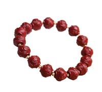 LMRJHAZ Brazalete de Piedra Preciosa Natural, Pulsera de Piedra Natural Cinnabar de Seis Caracteres Perlas de oración Brazalete Cuarzo Fuerte talismán Brazalete de Cuarzo Brazalete