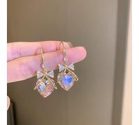 LMRJHAZ Cirón incrustado Rose Bowknot Pendientes de Amor para Mujeres Joyas de Boda Regalos de cumpleaños